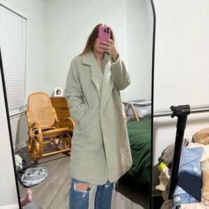 Sage Green Sherpa Long Coat
